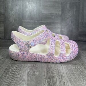 Crocs Fisherman Sandal Kids C13 Pink Multi Glitter Sparkle NEW